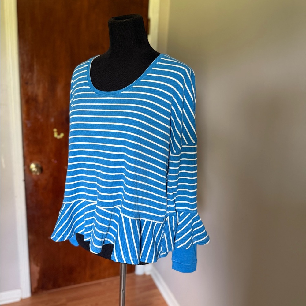 We The Free Blue and White Striped Blouse
